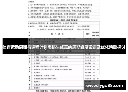 体育运动周期与课程计划表格生成器的周期维度设定及优化策略探讨