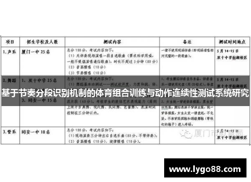 基于节奏分段识别机制的体育组合训练与动作连续性测试系统研究