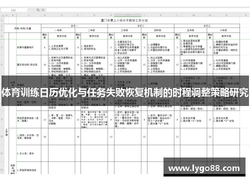 体育训练日历优化与任务失败恢复机制的时程调整策略研究